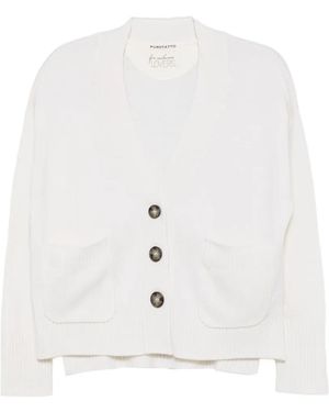 Purotatto Geknöpfter Cardigan Mit Aufgesetzten Taschen - Weiß