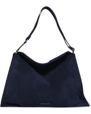 Orciani Large Trinity Peach Contrast-Strap Shoulder Bag - Blue