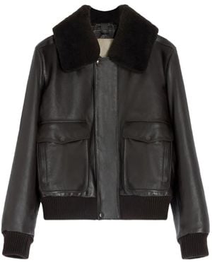 Lemaire Sheepskin-Collar Leather Jacket - Black