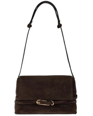 Liffner Buckle-Detail Suede Shoulder Bag - White