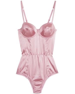 Fleur du Mal Satin Bullet Bodysuit - Pink