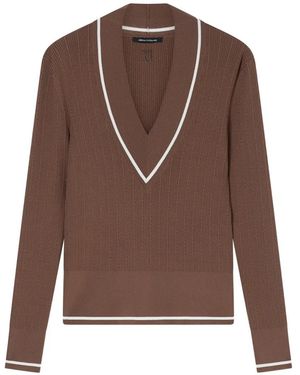 ARMANI EXCHANGE Ribbed-Knit V-Neck Sweater - Brown