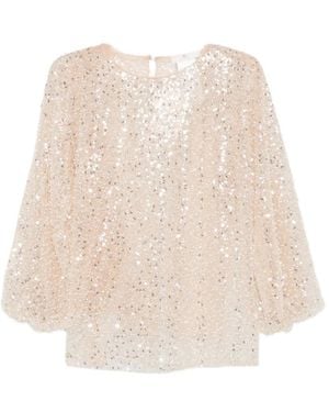 Marina Rinaldi Blouse À Ornements En Sequins - Natural