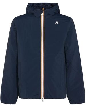 K-Way Logo-Detail Hooded Jacket - Blue