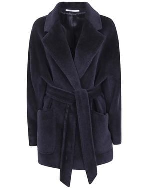 Tagliatore Denise Belted Double-Breasted Coat - Blue