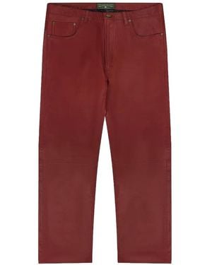 DENIM TEARS Kiss My Grits Leather Trousers - Red