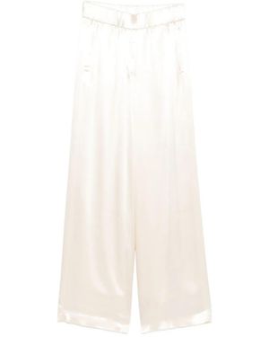 Peserico Elastic-Waist Wide-Leg Trousers - White