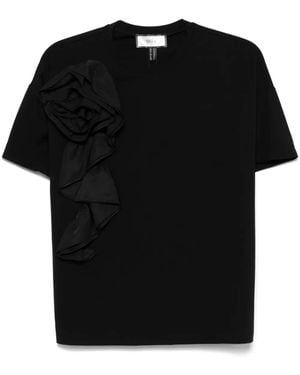Nissa Floral-Appliqué T-Shirt - Black