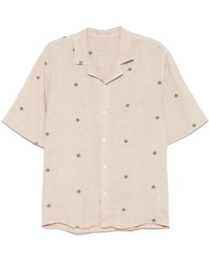120% Lino Embroidered linen shirt - Natur