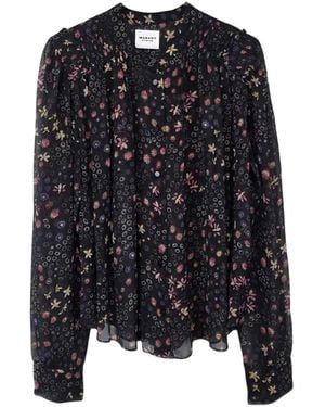 Isabel Marant Floral-Print Silk-Blend Blouse - Black