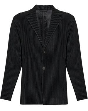 Homme Plissé Issey Miyake Plissé-Effect Notched-Lapel Jacket - Black