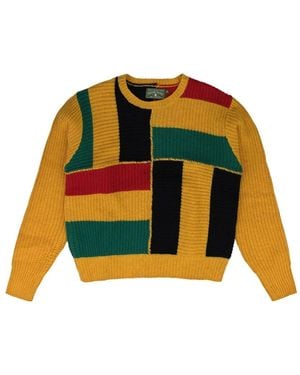 DENIM TEARS Trifecta Patchwork-Knit Jumper - Orange