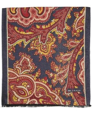 Kiton Paisley-Pattern Scarf - Blue
