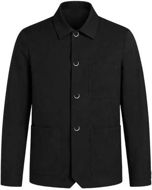 Barena Button-Up Patch-Pocket Overshirt - Black