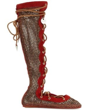 Kiko Kostadinov Reticella Mesh Suede Boots - Red
