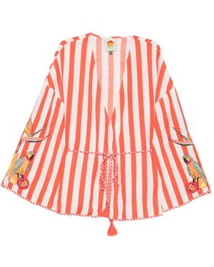 FARM Rio Fruit Garden Embroidered Striped Top