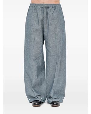 Setchu Button-Detail Wide-Leg Trousers - Blue