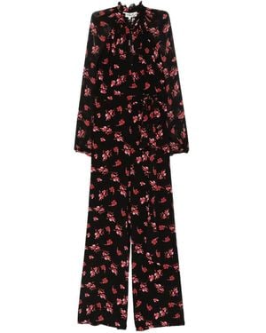 Diane von Furstenberg Keira Floral-Print Tied-Waist Jumpsuit - White