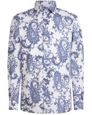 Etro Cotton Shirt With Paisley Pattern - Blue