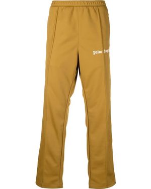 Palm Angels Logo-Print Straight-Leg Trousers - Natural