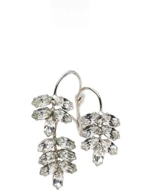 Jennifer Behr Crystal-Embellished Leaf Earrings - White