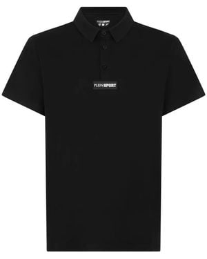 Philipp Plein Logo-Patch Buttoned Polo Shirt - Black