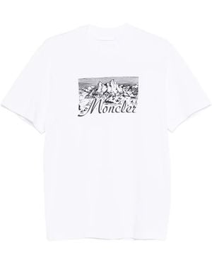 Moncler Mountain-Print T-Shirt - White