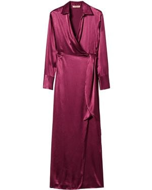 Twinset Satin-Finish Wrap Dress - Purple