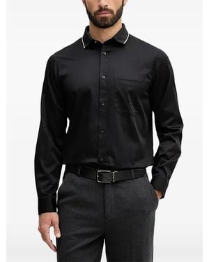 ARMANI EXCHANGE Chest-Pocket Contrast-Collar Shirt - Black