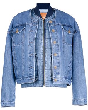 Rejina Pyo Wells Layered Denim Bomber Jacket - Blue