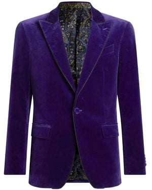 Etro Single-Breasted Blazer With Contrast Lining - Blue