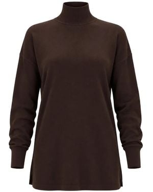 Emme Jersey Con Cuello Alto Y Abertura Lateral - Marrón