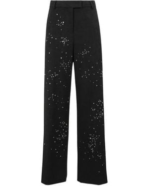 Des Phemmes Crystal-Embellished Wide-Leg Trousers - Black