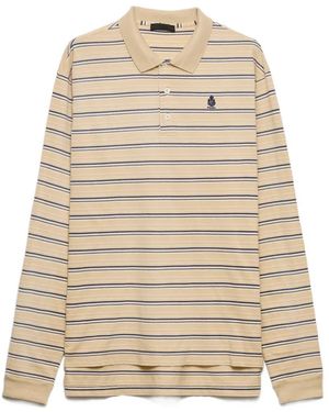 Prada Piqué Gestreept Katoenen Poloshirt - Naturel