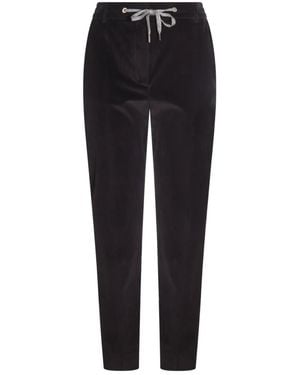 Eleventy Gerade Hose mit Kordelzug - Schwarz