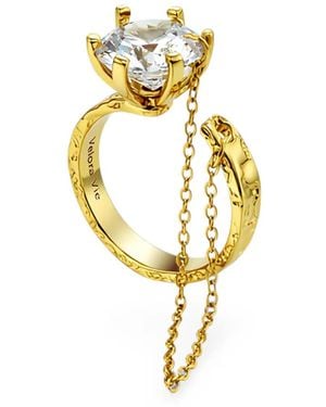 Velora Vie The Bound Flame Embellished Ring - Metallic