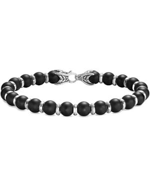 David Yurman Sterling Spiritual Beads Onyx Bracelet - White