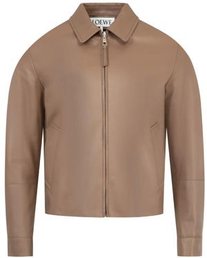 Loewe Veste En Cuir À Fermeture Zippée - Marron
