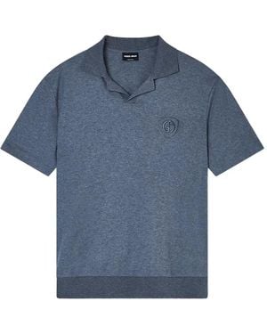 Giorgio Armani Logo-Patch Short-Sleeved Polo Shirt - Blue
