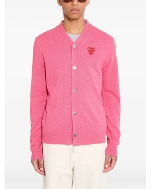 Comme des Garçons Play Double Heart Cardigan - Pink