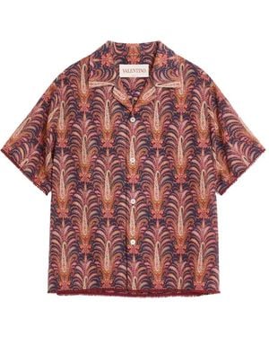 Valentino Garavani Voyage Imaginaire-Print Bowling Shirt - Red