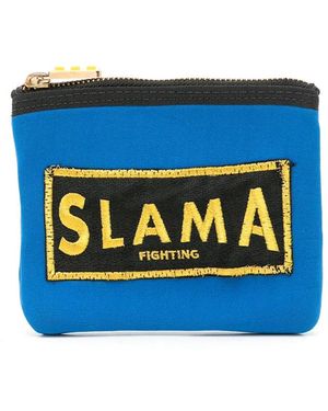 Amir Slama Embroidered-Logo Purse - Blue