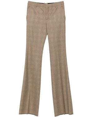 Saint Laurent Check-Pattern Flared Pants - Natural
