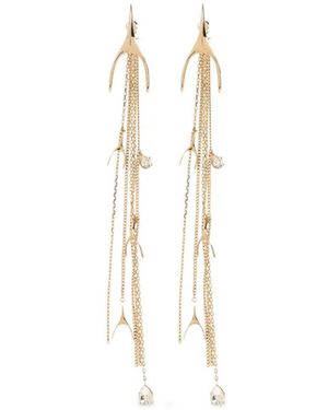 McQueen Orecchini Pendenti Wishbone Con Cristalli - Bianco