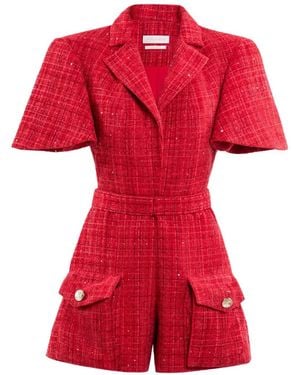 Saiid Kobeisy Mono De Tweed Con Cinturón - Rojo