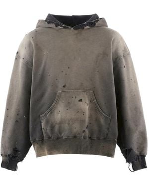 SAINT Mxxxxxx Distressed Front Pouch Pocket Hoodie - Grey
