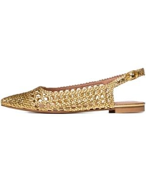 Poche Paris Estelle Woven Slingback Court Shoes - Metallic