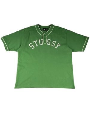 Stussy Arch V-Neck T-Shirt - Green