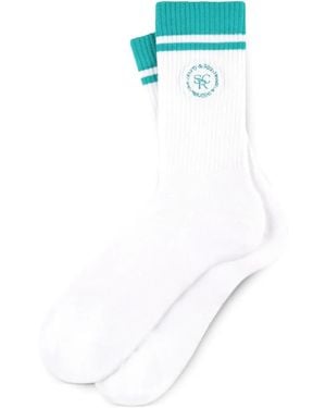 Sporty & Rich Logo-Embroidered Socks - White