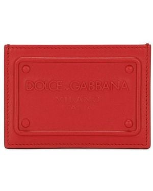 Dolce & Gabbana Portacarte Con Logo Dg Goffrato - Rosso